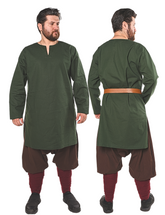 ODIN Green Cotton Canvas Tunic - Men's Medieval Viking Cotton Canvas Tunic